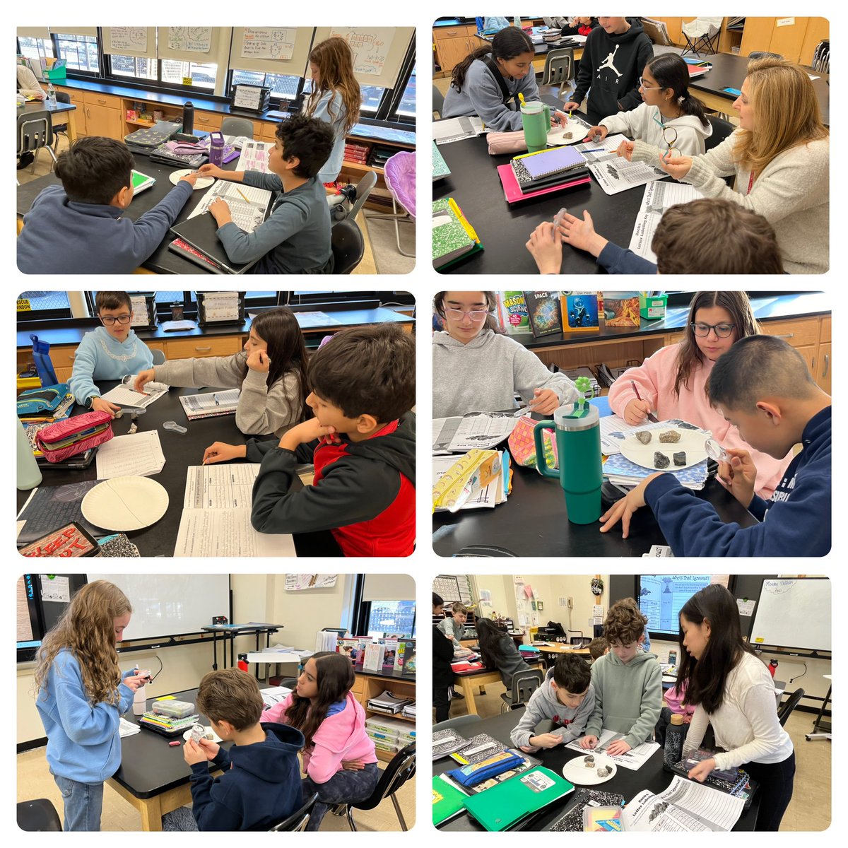 These amazing scientists grouped four different rocks into two categories. We discovered that many of us grouped them into two known categories: intrusive igneous rocks and extrusive igneous rocks! 🪨 @MissCSloane @MAPaceEWSD @WilletsRoadMS #ewlearns #sciencerocks