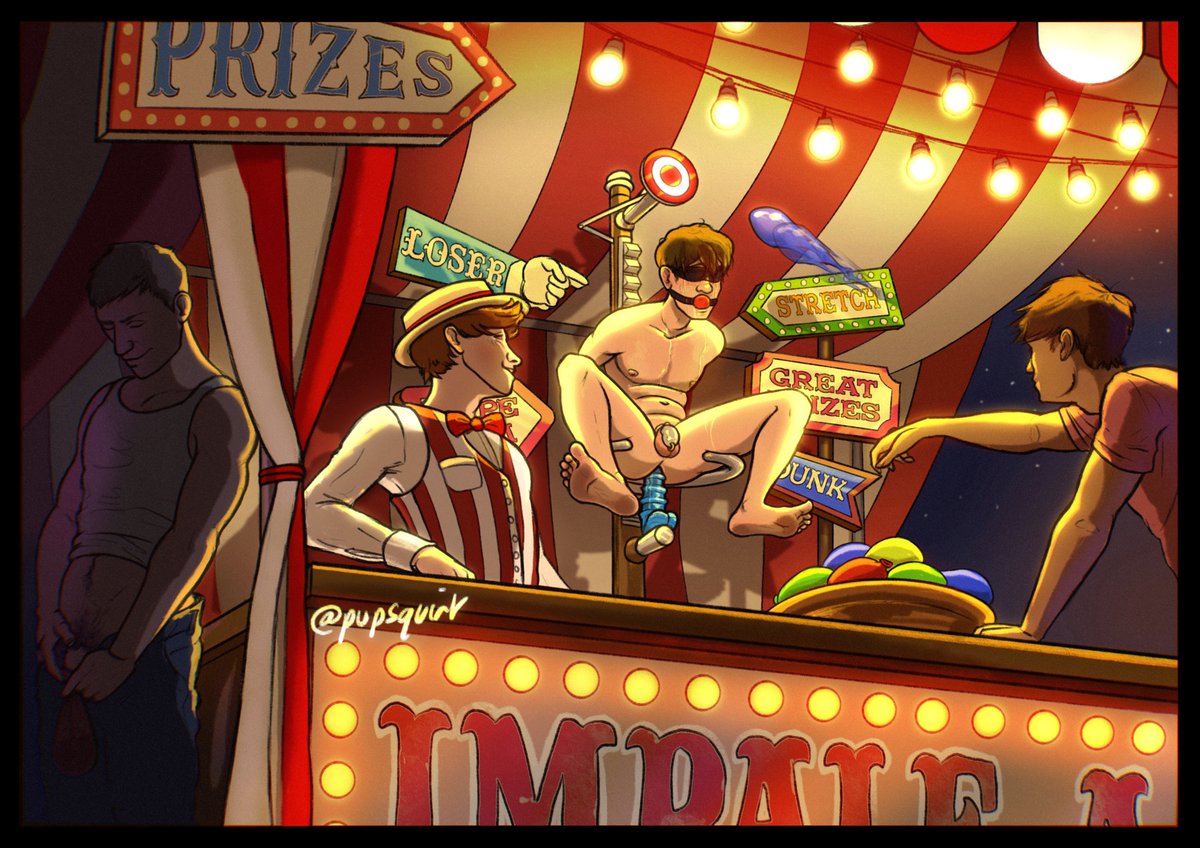 Step right up and try your hand at IMPALE-A-BOY! 🎪 hit the target and bump him down a notch to win a prize! 🎯🎁
subscribestar.adult/pupsquirt