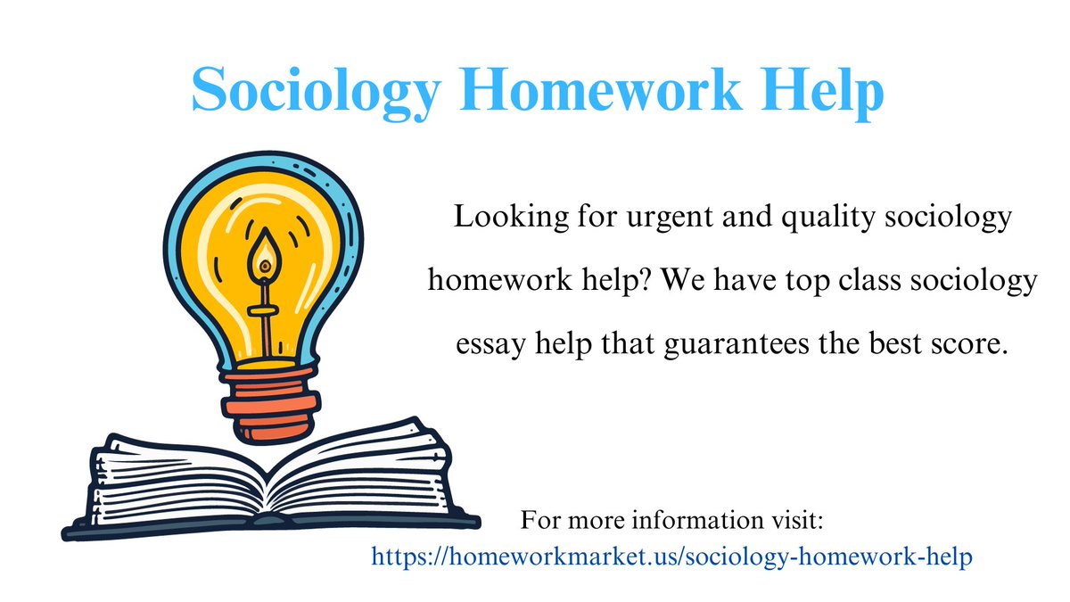 HWMarket_us's tweet image. #homeworkhelp #sociologyhomeworkhelp #essaywritinghelp #essaywriting #essaywritingtips
Looking for urgent and quality sociology homework help? We have top class sociology essay help that guarantees the best score. for more information visit: homeworkmarket.us/sociology-home…