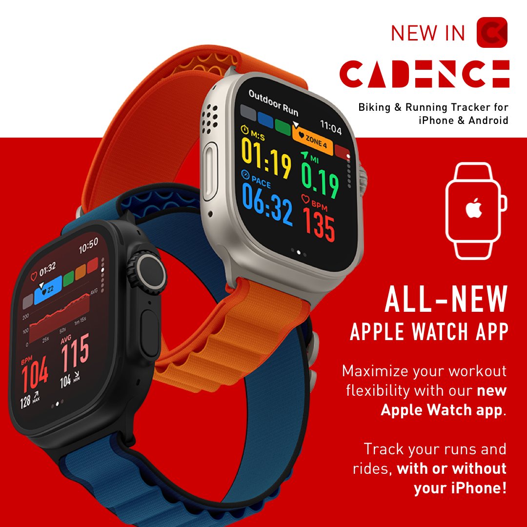GetCadenceApp's tweet image. Excited about the new Apple Watch app! Track your runs and rides, with or without your iPhone!