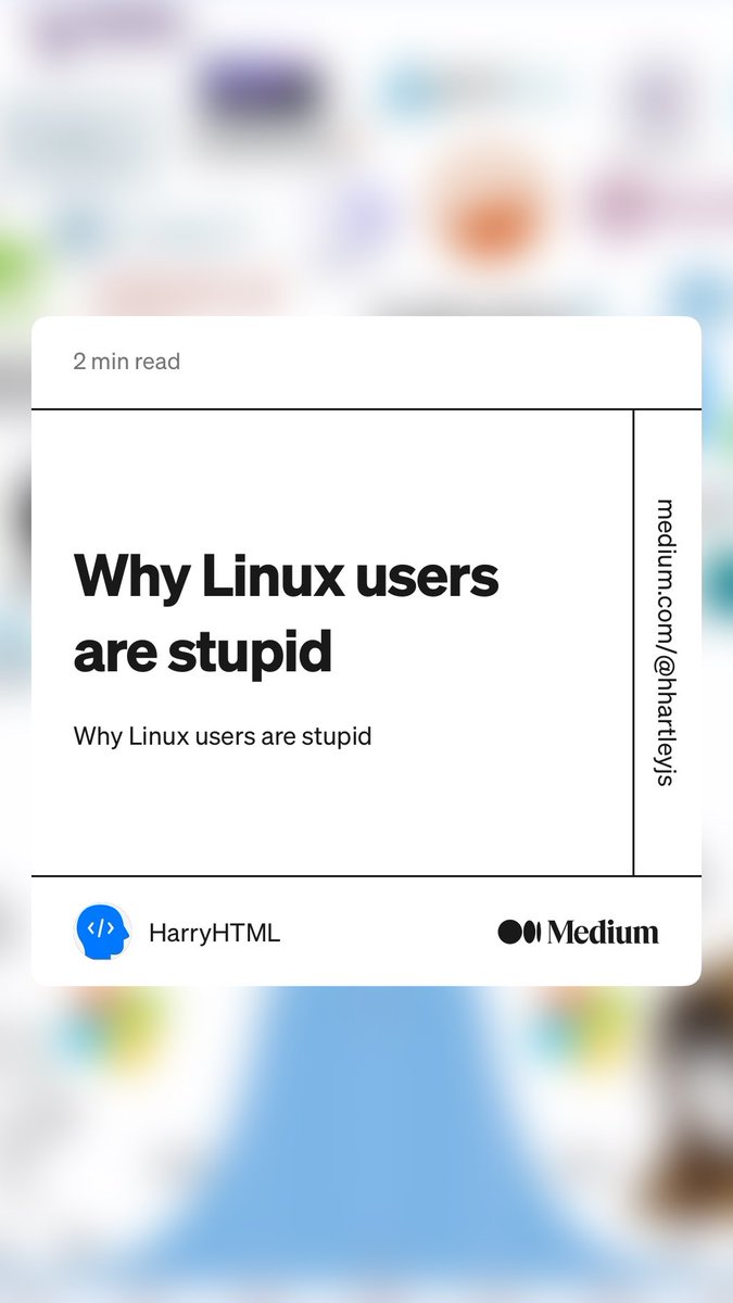 linux kullanıcıları neden aptal diye adamın biri yazı yazmış. amacı kışkırtmak olabilir. bi de windows kullandıktan sonra linux kullanan kişi halen arayıştaysa bir sonraki durağı macosx olur düşüncesindeyim. benim için böyle olmuştu.

medium.com/@hhartleyjs/wh…