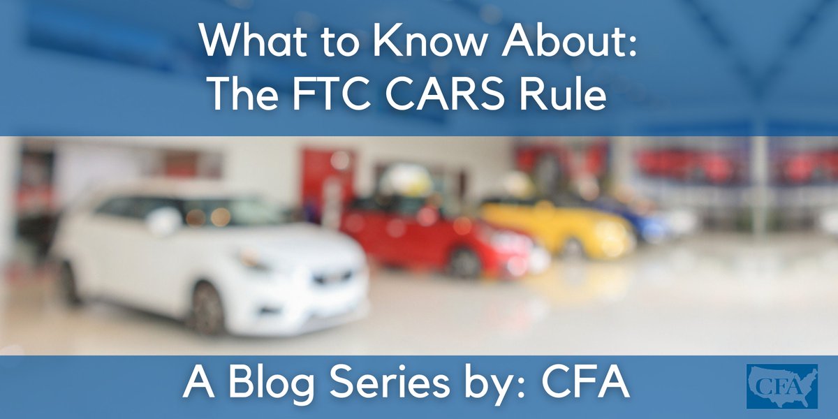 Want to learn more about the @FTC's new #CARSRule ?
Read our latest blog series by Director of Consumer Protection, @ErinWitteCFA #protectconsumers 👇

consumerfed.org/ftc-cars-rule-…