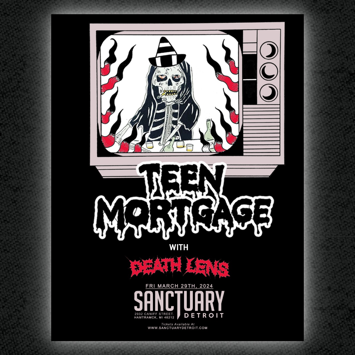 Teen Mortgage hits The Sanctuary 3/29 with special guests Death Lens !! Tickets are on sale FRIDAY at sanctuarydetroit.com