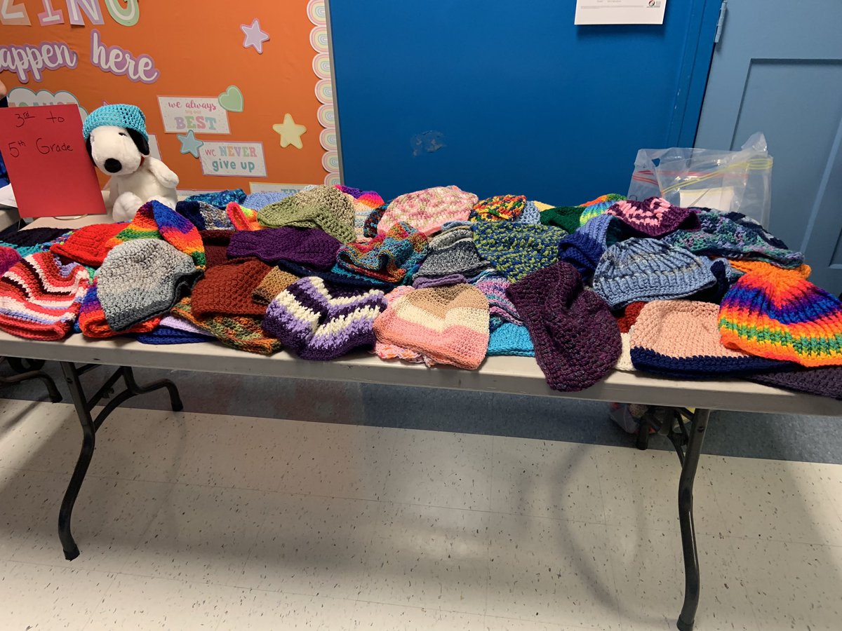 Thank you Ms. Legrande, loving community partner, for providing free, hand knit winter hats for every student in the building AND their younger siblings at home. Our kids were thrilled!