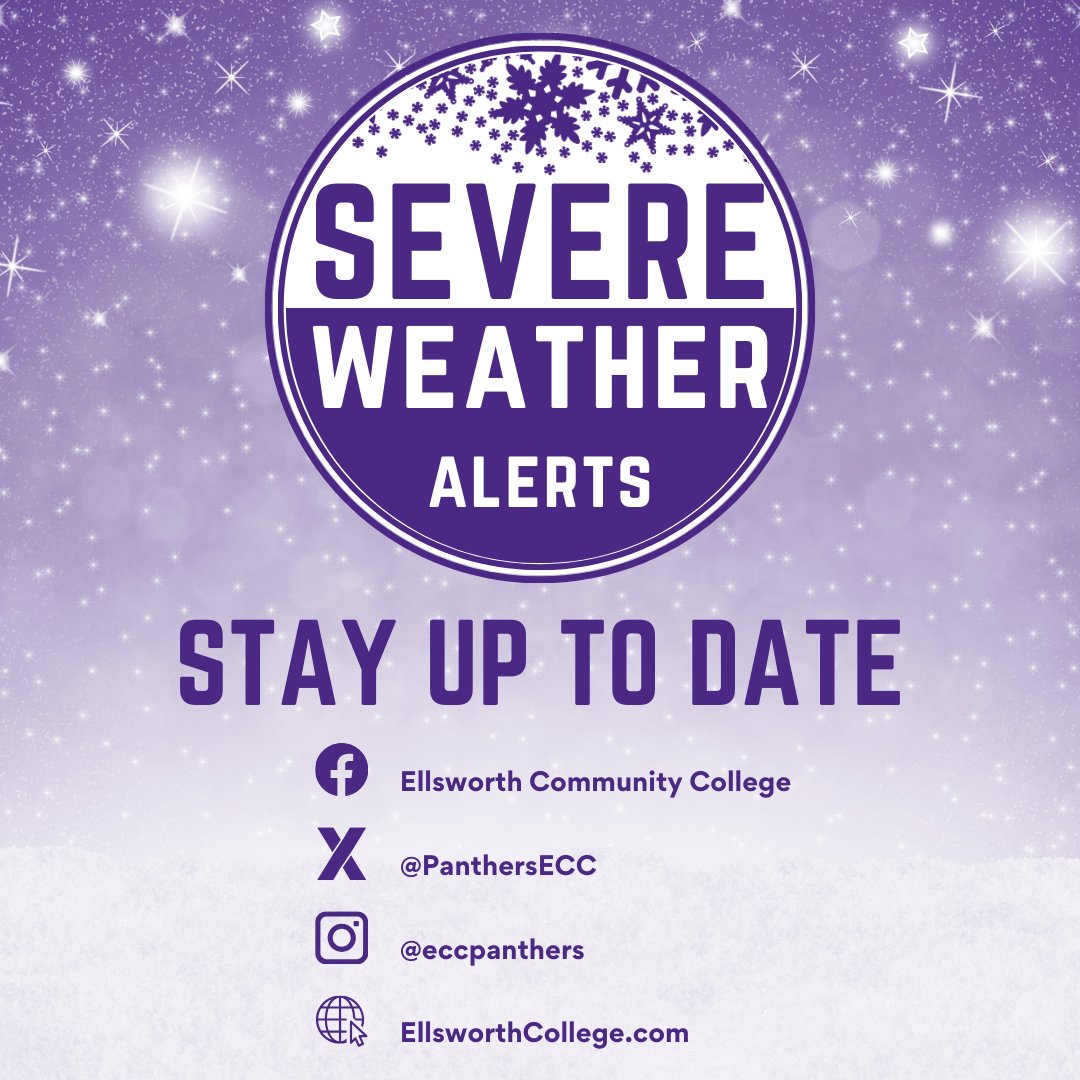 With the potential for severe weather, make sure you stay up to date with what's happening at Ellsworth. Follow us on social media and visit our website anytime for more information. #ExperienceEllsworth #CreateYourExperience