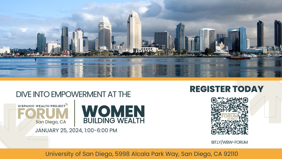 HispWealthProj's tweet photo. 🌟 Immerse yourself in an empowering experience at the "Women Building Wealth" forum, taking place on January 25, 2024, from 1:00-6:00 PM at the University of San Diego. ✨  Reserve your spot now 👇
��: https://t.co/yotkic4mVX
 #LatinaWealthWeek ##WomenWealthForum https://t.co/fAapz65pCW