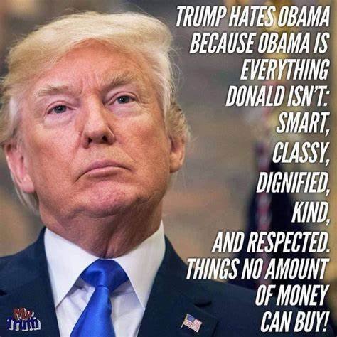 Damaan4u33's tweet photo. As long as Trump's got breath in him he will always loathe the fact that President Obama was a better president and a much better man than he ever was! Who agrees that Trump will always be in Obama's shadow?  ✋✋✋ https://t.co/hhK6FnwwRz