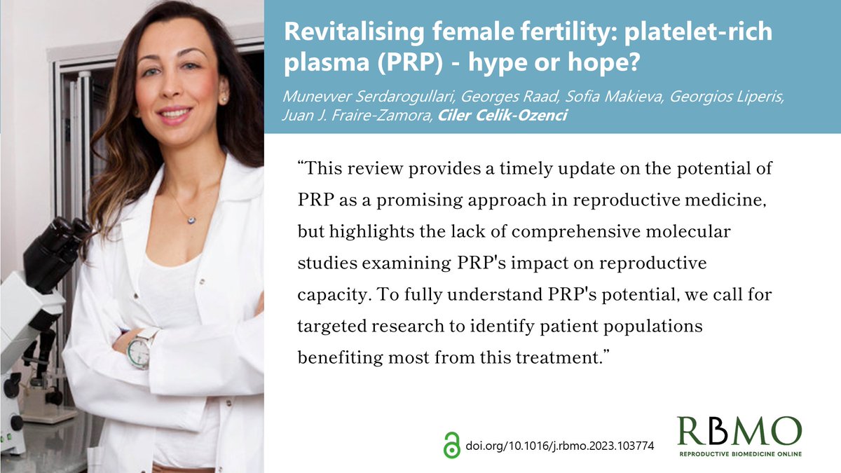 This new Review article provides a comprehensive understanding of the current state of knowledge, while objectively assessing the outcomes and implications of PRP use in this field.

<a href="/SCobanMune/">Munevver Serdarogullari</a> <a href="/Dr_Georges_Raad/">Dr. Georges Raad</a> <a href="/cilerozenci/">Ciler Celik-Ozenci</a> @SofiaMakieva
 
doi.org/10.1016/j.rbmo…