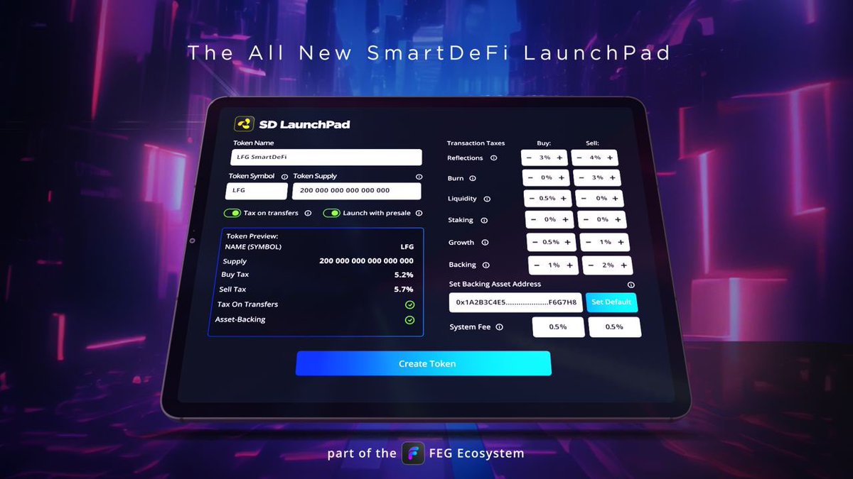 Ste_Cha78's tweet photo. The new SD Launchpad will blow minds, you can launch your own token in minutes and you will have at your finger tips all these features: Staking, Asset-backing, Adjustable Tokenomics, FrontRun bot protection, LGE Liquidity Generation event for funding your project in a safer manner plus you can say its your token is also fully audited by Peckshield with max 3 star security rating. Pretty neat but how does this boost FEG, oh in many many ways 

DYOR - https://t.co/AZ6QhJt2xJ & https://t.co/0BmvTZ5TJD 👀 Time to buy FEG before SDL release?? 

Up to you NFA 🤝

💪🏽❤️🦍

#FEGtoken #SmartDeFi