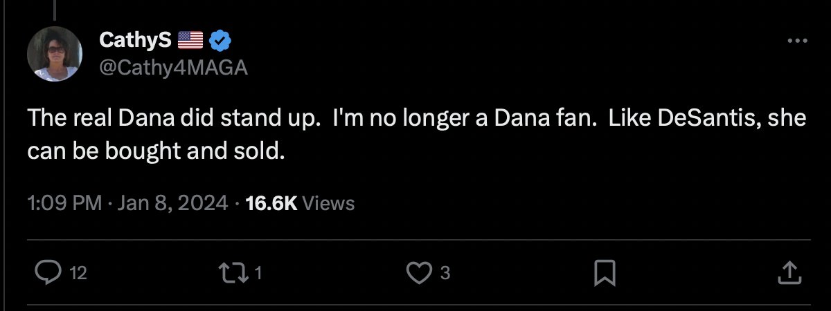 DLoesch's tweet photo. I have an interview to do. Please let me know when @Cathy4MAGA post her proof of my being "bought and sold." I will check back shortly and relentlessly thereafter because she wanted my attention and now has it. https://t.co/QeeUy088oF