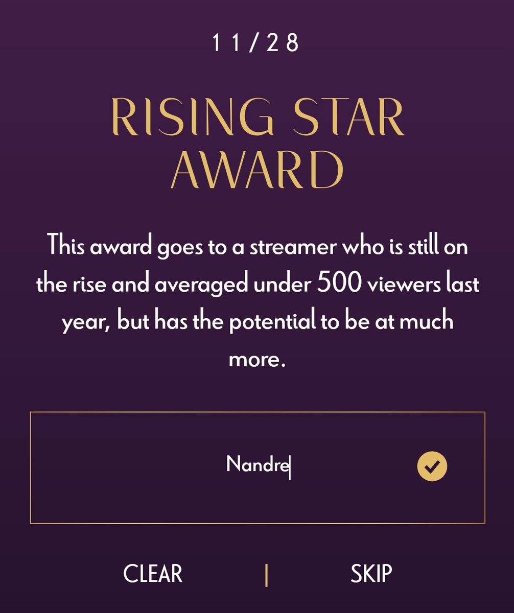 Nandre for Rising Star Award Campaign begins now