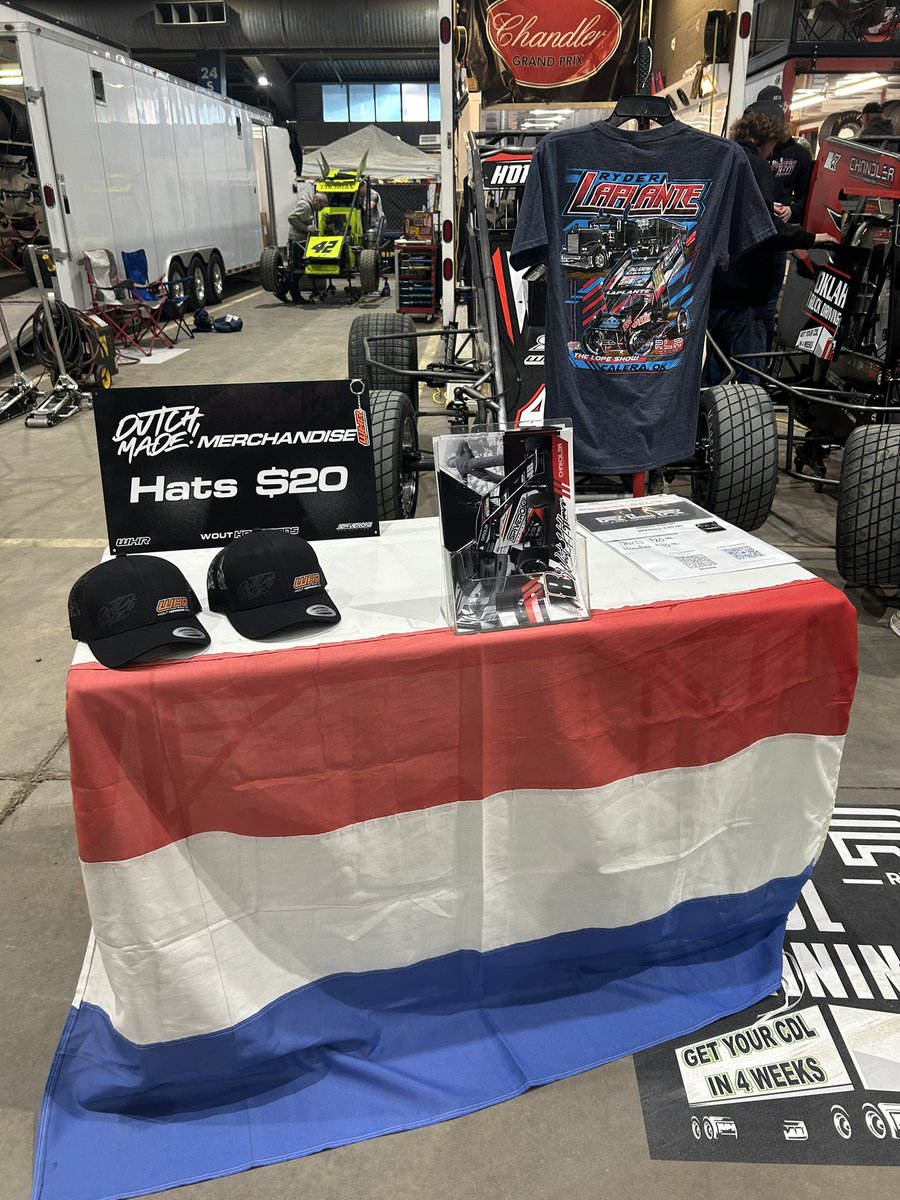 Come get ur Wout Hoffmans racing and Ryder Laplante Racing merch all week long at the chili bowl!! “ Dutch made” Hats🇳🇱 wout Hoffmans racing keychains Ryder laplante racing shirts & hoodies