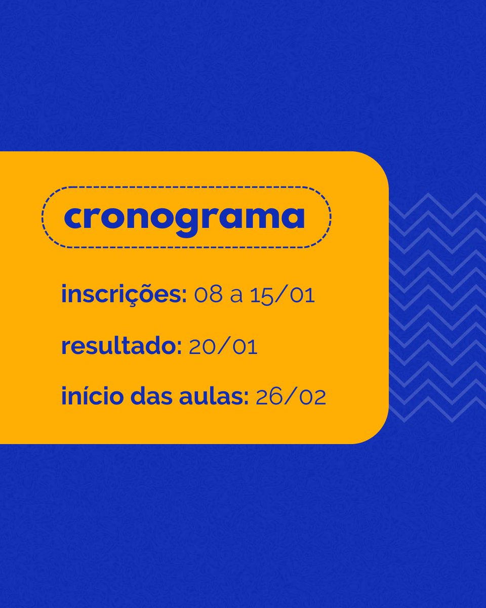 📣📣 INSCRIÇÕES ABERTAS PARA O PRÉ-VESTIBULAR UNIFAVELA!

Faça a sua inscrição, preencha o formulário (cutt.ly/vwHXVD5I) e fique atento ao cronograma.

Atividade, morador! Nossas inscrições vão até o dia 15/01. ⚠️