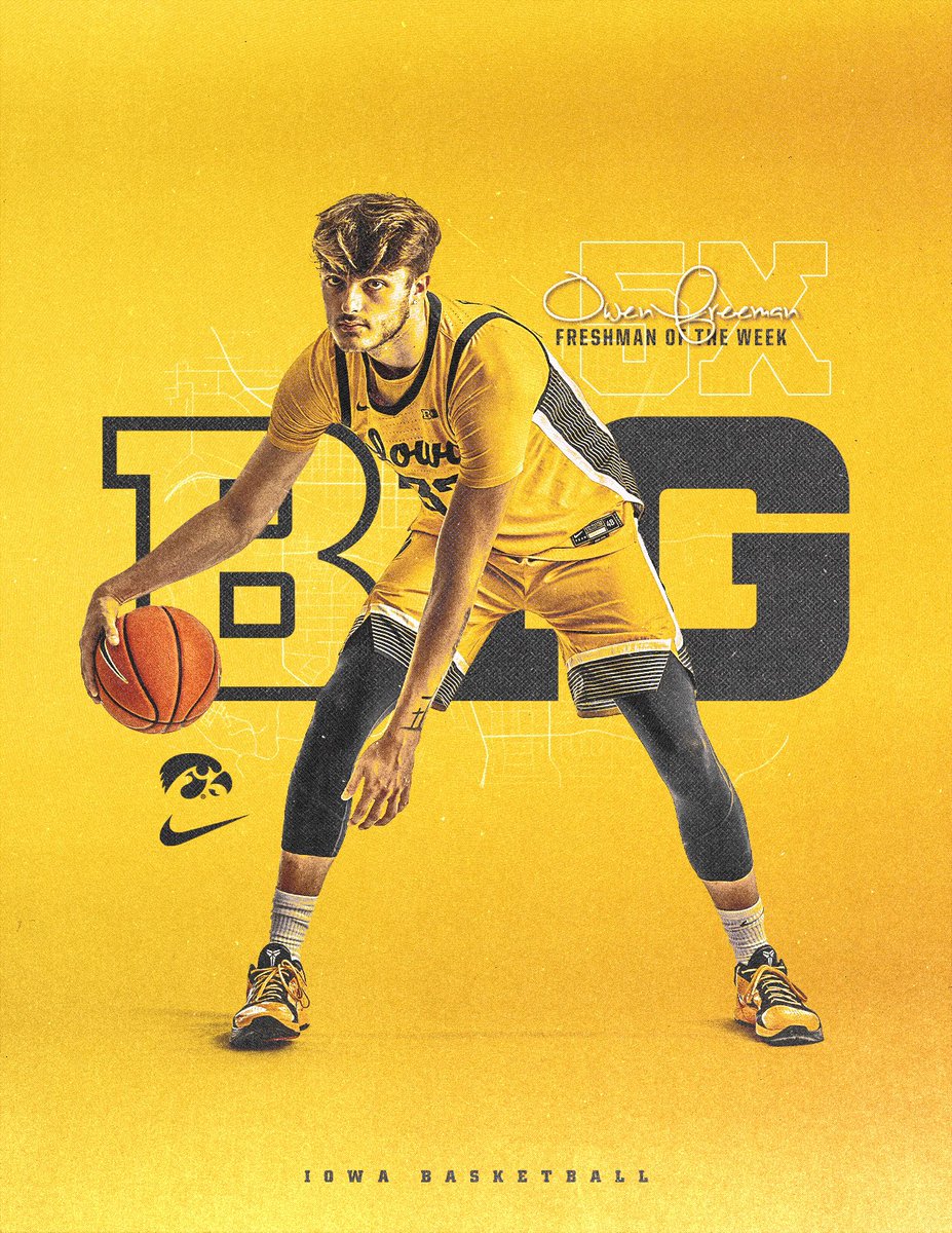 B1G O 😤

Freeman has been named the Big Ten Freshman of the Week for the 𝗳𝗶𝗳𝘁𝗵 time this season! 

<a href="/_OwenFreeman/">Owen Freeman</a> x #Hawkeyes