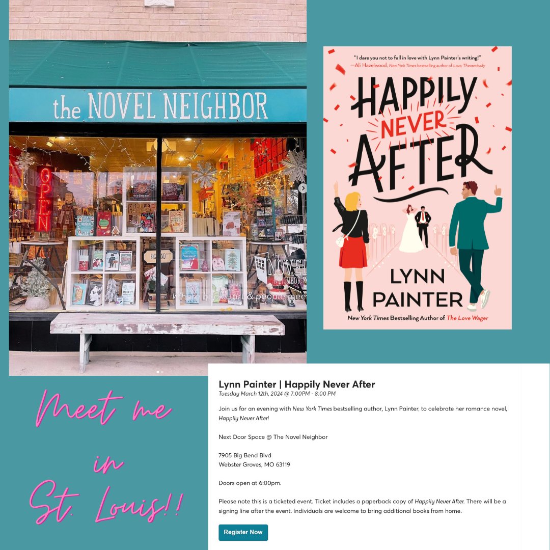 Mark your March calendars - BOOK LAUNCH!!!!! ❤️Tuesday 3/12 ❤️The Novel Neighbor bookstore, St. Louis, MO ❤️7pm ❤️For tickets: thenovelneighbor.com/events