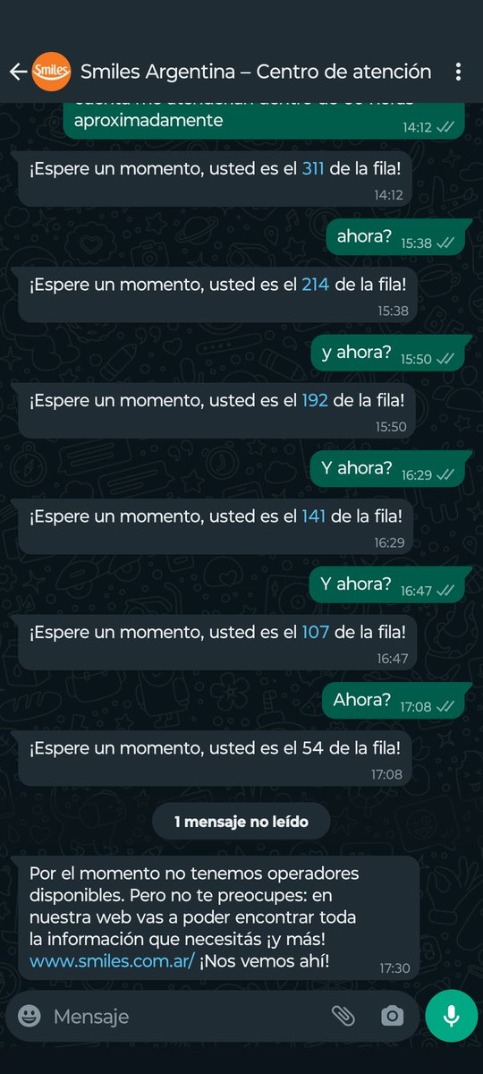 Me parece que <a href="/SmilesOficialAR/">Smiles Argentina</a> te hace perder el tiempo. Uno quiere ser paciente, pero te toman el pelo #smilesargentina #verguenza #atencionalcliente #smiles #bancogalicia