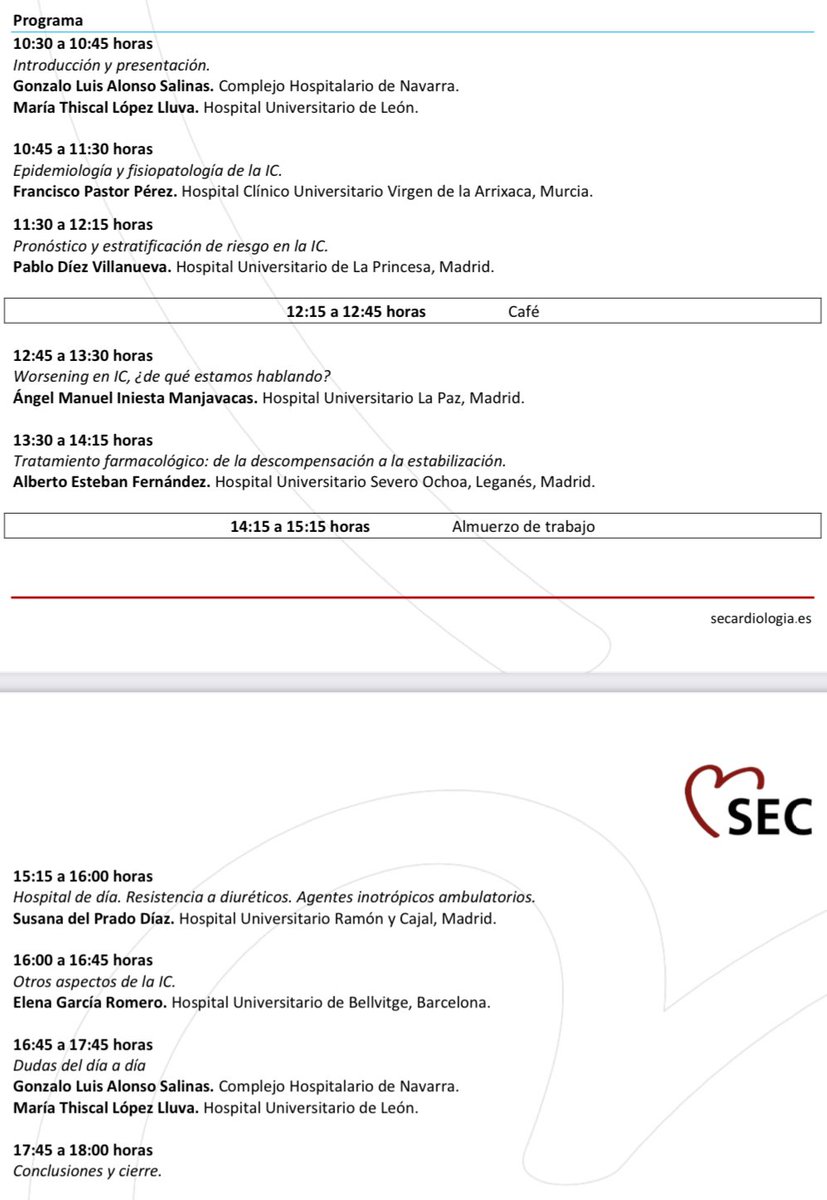 🫵🏼¡APUNTA! 📒🖊️
📅 19 de enero 🕙 10:00

Modificando la Historia Natural de la Insuficiencia Cardiaca🫀

🤓 ¿Qué vamos a aprender?
• Bases fisiopatológicas
• Evaluación de
• Definir empeoramiento sin descompensación
• Herramientas terapéuticas
…y más
#CursosCasadelCorazon