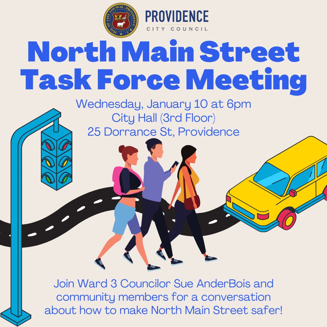 Join Councilor AnderBois and community members for the first meeting of the North Main Street Task Force! This conversation will take place in person at City Hall and you can tune in virtually via YouTube. @AnderBois 

youtube.com/@ProvidenceCit…