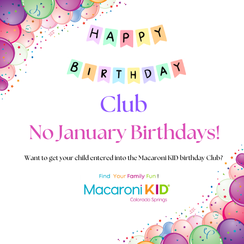 MacKidCoSprings's tweet photo. There were no January Birthdays! It's not to late to get your child recognized in the MacaroniKID Birthday Club! 

Click here to enter your child or learn more ⬇⬇⬇⬇⬇⬇
https://t.co/pvt2EjPK8n https://t.co/zydnGNAPd2