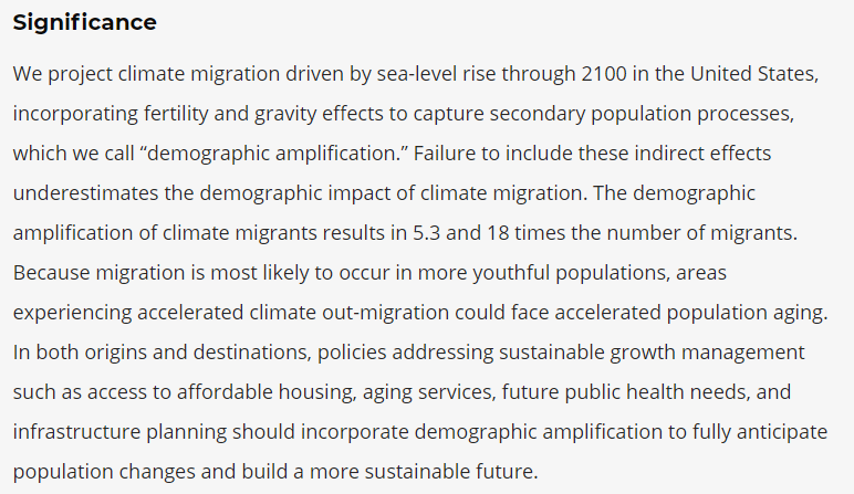 New paper out in PNAS -- 'Climate migration amplifies demographic change and population aging' with @ClimateCentral. pnas.org/doi/10.1073/pn…