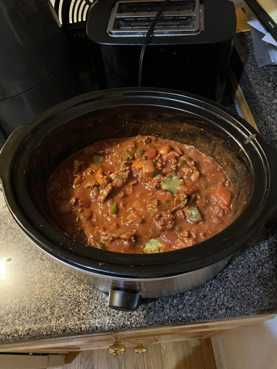 BetsFilr's tweet photo. Ladies and Gentlemen it’s been a long time coming. Feels good to have a batch of FILR Chili back in the crock pot. Takin it low a slow for the next few hours. See y’all at game time with the finished product. #FILR https://t.co/nB8L9wrbKz