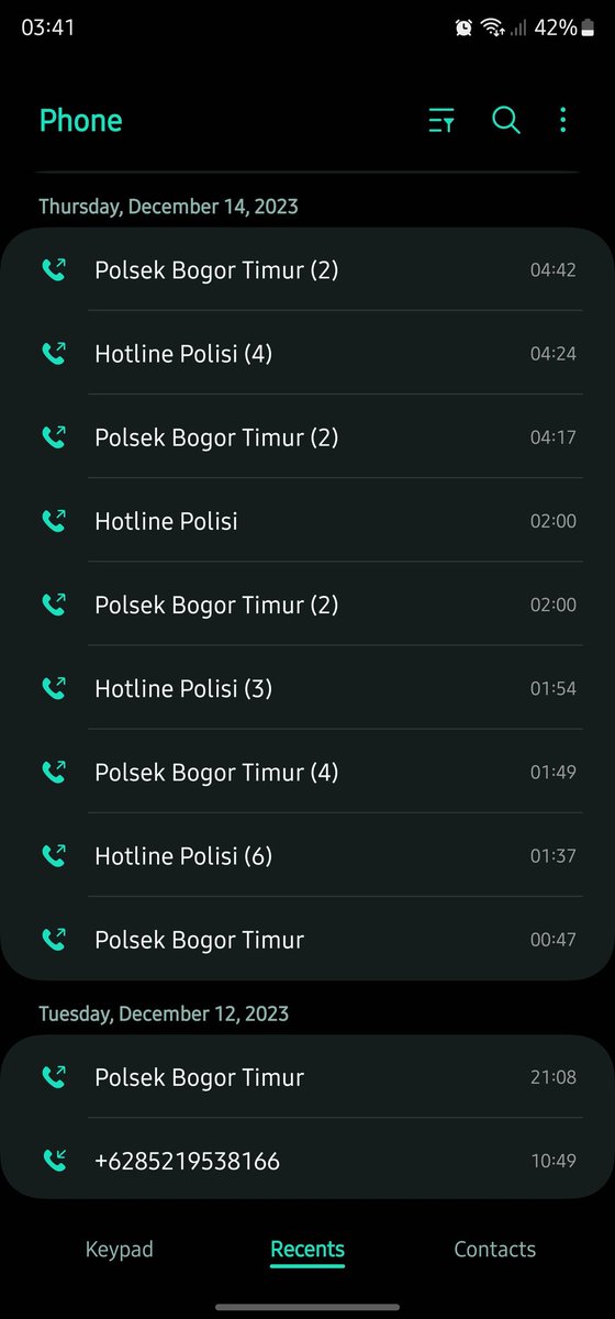 __ArtMan__'s tweet photo. @KelKatulampa @kecbotim Screenshot phone list, dalam upaya menghubungi, melaporkan #dumas terkait trek2an biadab tanpa solusi.
Pernah di tanggapi dan dikirimkan unit patroli, namun seringnya tidak ada yg menjawab telepon.
Cc. @BimaAryaS, @PolresBogorKota, @PolsekBgrTimur https://t.co/m0VfXdSVJF