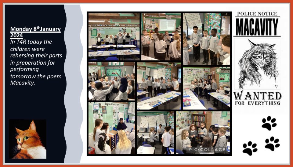 BriarHillSch's tweet photo. @BriarHillSch @Talk4Writing @PieCorbett #T4R Rowling class had great fun in T4R today - they split into groups and rehearsed their parts of the poem, #Macavity ready to perform to me tomorrow.  #proud Mrs P #year4 
#BriaHillBuzz #BriarHillBeacons #Drama https://t.co/fzvv1vg5uF