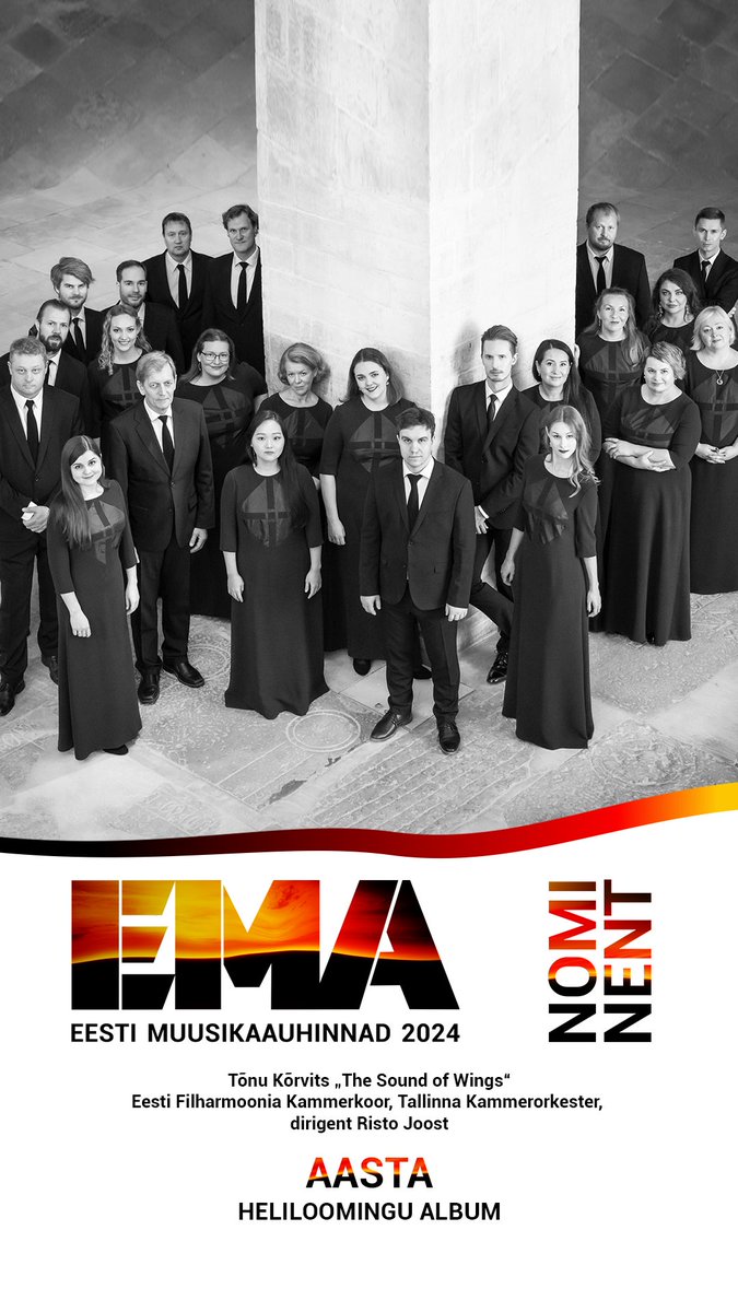 We are happy to announce that our album "The Sound of Wings" (<a href="/OndineRecords/">Ondine Records</a>) has been nominated for the Estonian Music Awards! 🎶🏆Bravo, <a href="/tonukorvits/">Tõnu Kõrvits</a> ❤️

#EstonianMusicAwards
#muusikaauhinnad
#TheSoundofWings
#EstonianPhilCC
#TallinnChamberOrchestra
#RistoJoost