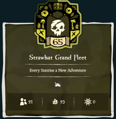 Ahoy, pirates!   

A couple spots on the Strawhat Grand Fleet's roster have opened up for new applicants! 

Join us today, and help us forge onwards to 100+! DM for details!

Kaizokuō ni ore wa naru!

#SeaOfThieves