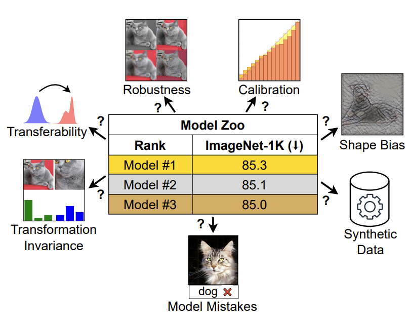 How to choose a vision model for your specific needs? How do ConvNet / ViT, supervised / CLIP models compare with each other on metrics beyond ImageNet? Our work comprehensively compares common vision models on 'non-standard' metrics. (1/n)