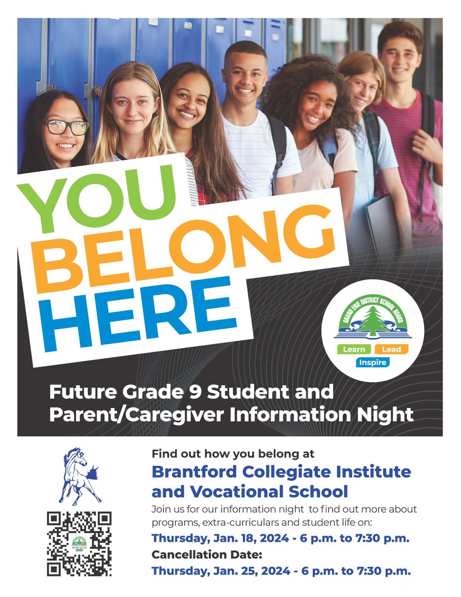 BCI Mustangs (@bcivs) on Twitter photo BCI's "Future Grade 9 Parent Information Night" is on Thursday, Jan 18 2024 starting at 6 pm in the auditorium!! A presentation for our French Immersion program will begin at 7:30 pm in the library! Grade 7 and 8 students....come out and check in on BCI!!! <a href="/GEDSB/">Grand Erie District School Board</a> <a href="/TheExpositor/">Brantford Expositor</a> BCI's "Future Grade 9 Parent Information Night" is on Thursday, Jan 18 2024 starting at 6 pm in the auditorium!! A presentation for our French Immersion program will begin at 7:30 pm in the library! Grade 7 and 8 students....come out and check in on BCI!!! <a href="/GEDSB/">Grand Erie District School Board</a> <a href="/TheExpositor/">Brantford Expositor</a>