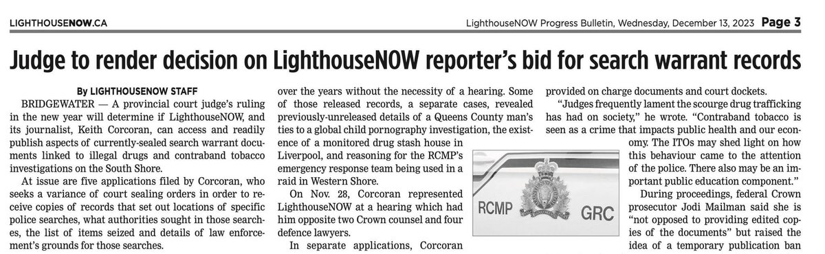 “LighthouseNOW reporter wins case” Victory for open courts! More to come … @jsource @caj @NewsMediaCanada #cdnmedia