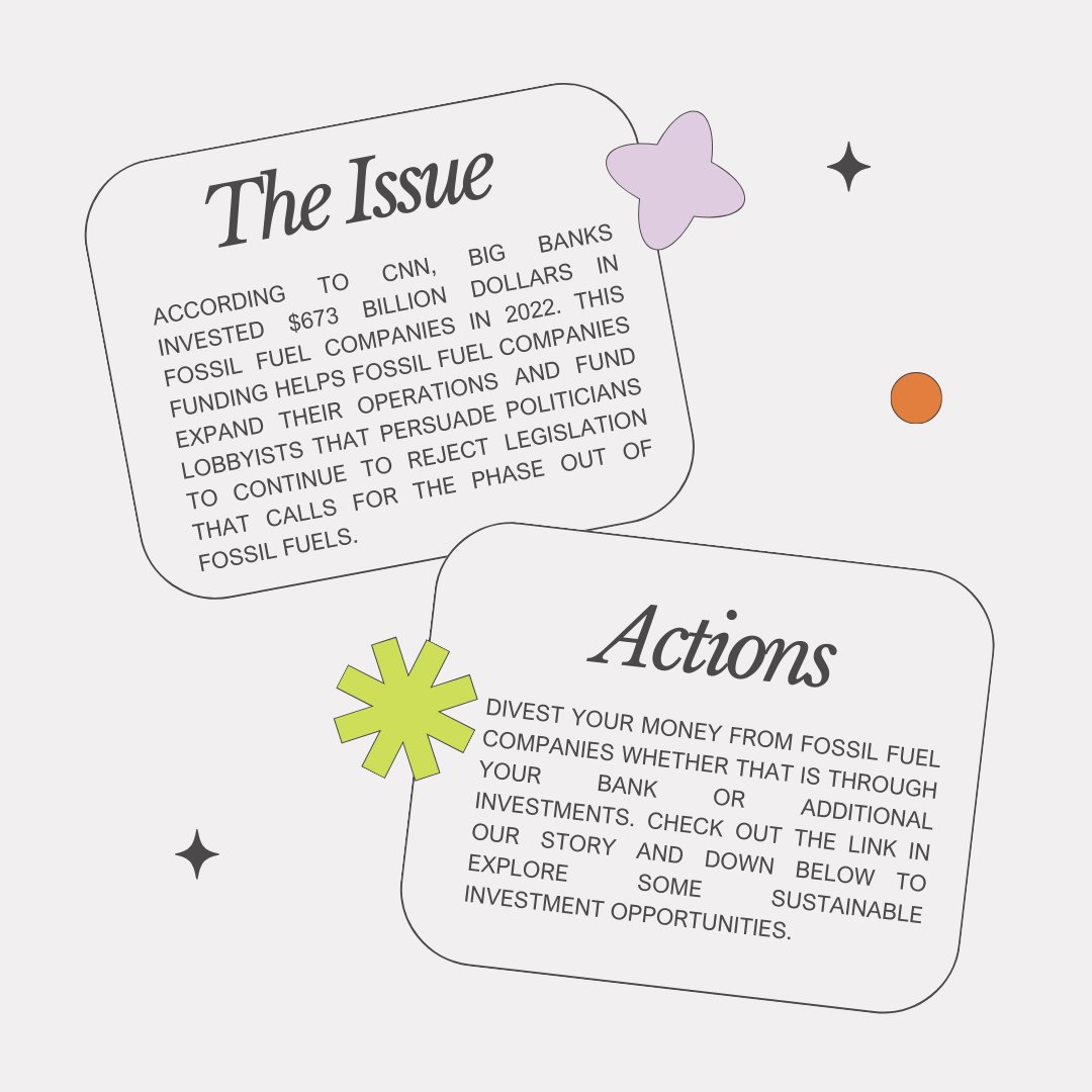 students4ca's tweet photo. Here are some actions you can take part 1!! 
Greenpeace link: https://t.co/q21JKMzUmx
Renewable energy investments link: 
https://t.co/isfn1nSsjW
#students4climateaction #TakeAction #youthadvocacy https://t.co/uS3ou37CRt