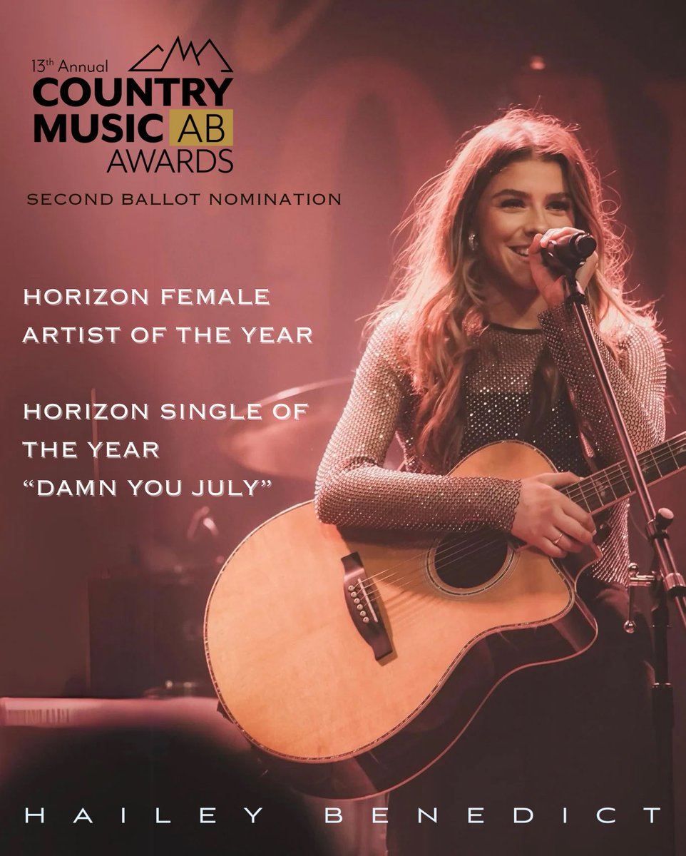 Blessed to be part of such a great association that celebrates so much great country music & talent here in Alberta. A huge TY to @CountryMusicAB members for these second ballot nominations & huge congrats to all nominees! Counting down the days to see everyone in YEG in March!🎉