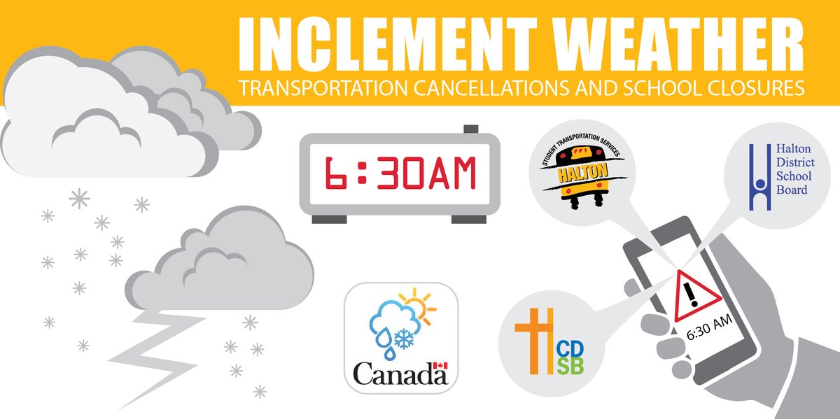 With the potential of stormy weather this week, be prepared:
❄️Know your bus zone? ow.ly/fM2150Q69qx
⏲️Stay informed - ow.ly/a98O50Q69qR 
⚠️Sign up for delays or download the app bit.ly/3MDbeIP

<a href="/HaltonDSB/">HDSB</a> <a href="/HCDSB/">Halton Catholic DSB</a>