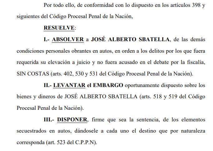 Absolvieron al ex titular de la Unidad de Información Financiera, José Sbatella, quien había sido acusado por el gobierno macrista de encubrir a Milagro Sala