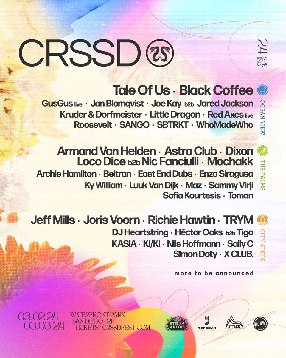 .@crssdfest lineup is OUT!
Tale Of Us, Armand Van Helden, Jeff Mills, Black Coffee, Astra Club, Joris Voorn, Gusgus Live, Dixon, Richie Hawtin and more.

More at: thespacelab.tv/spaceLAB/theSH…

#crssdfestival #music #musicfestivals