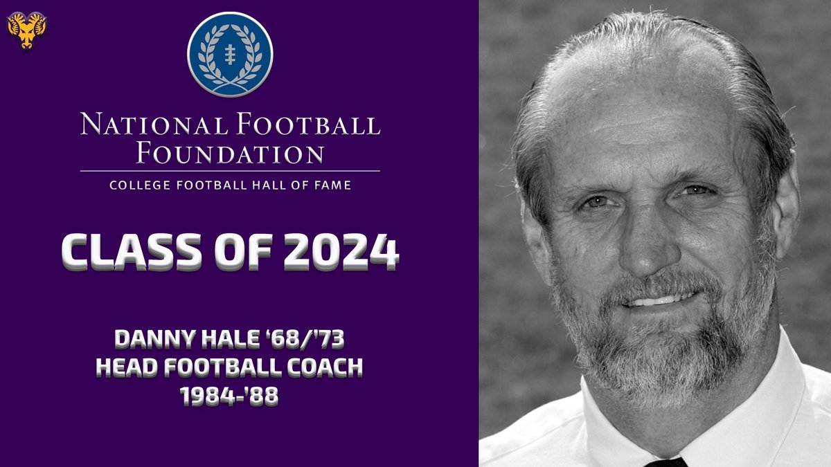 WCUAthletics's tweet photo. Congratulations to @WCUGoldenRamsFB alum and former head coach Danny Hale on being a member of the 2024 @NFFNetwork College Football Hall of Fame Class! Hale and the other inductees will be inducted on December 10, 2024!

#ramsup https://t.co/Y5Xd0IdTss