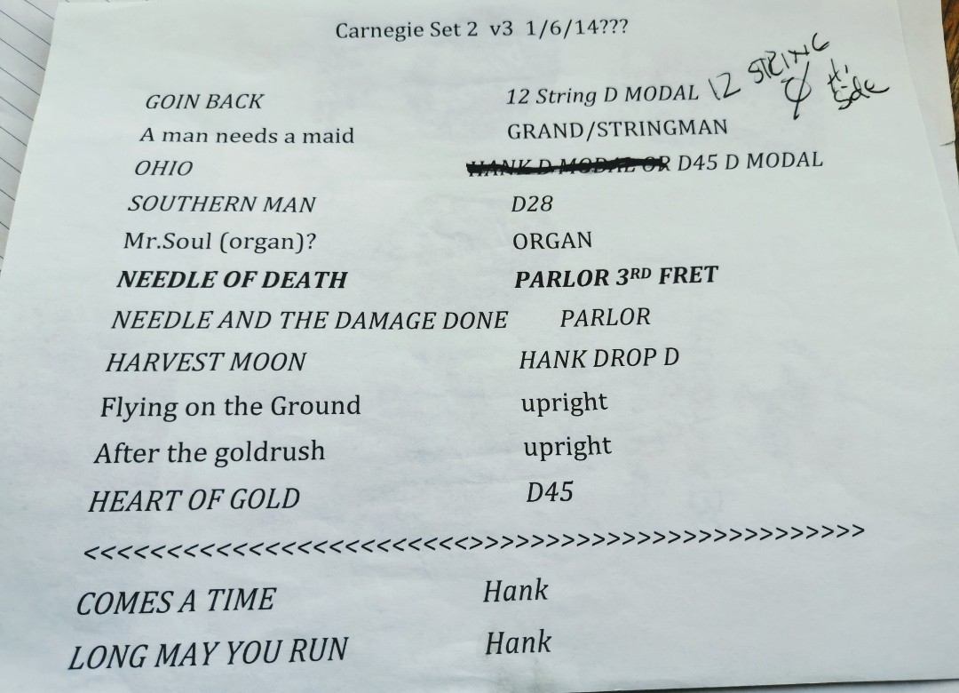 A polar vortex (the brutal cold!) &amp; a New Year 4-night stand at Carnegie Hall 10 years ago. A meandering acoustic journey through the past ~ Neil Young performing touching tributes to Bert Jansch (debut of Needle of Death, that Ambulance Blues emerged from) &amp; Phil Ochs' Changes.