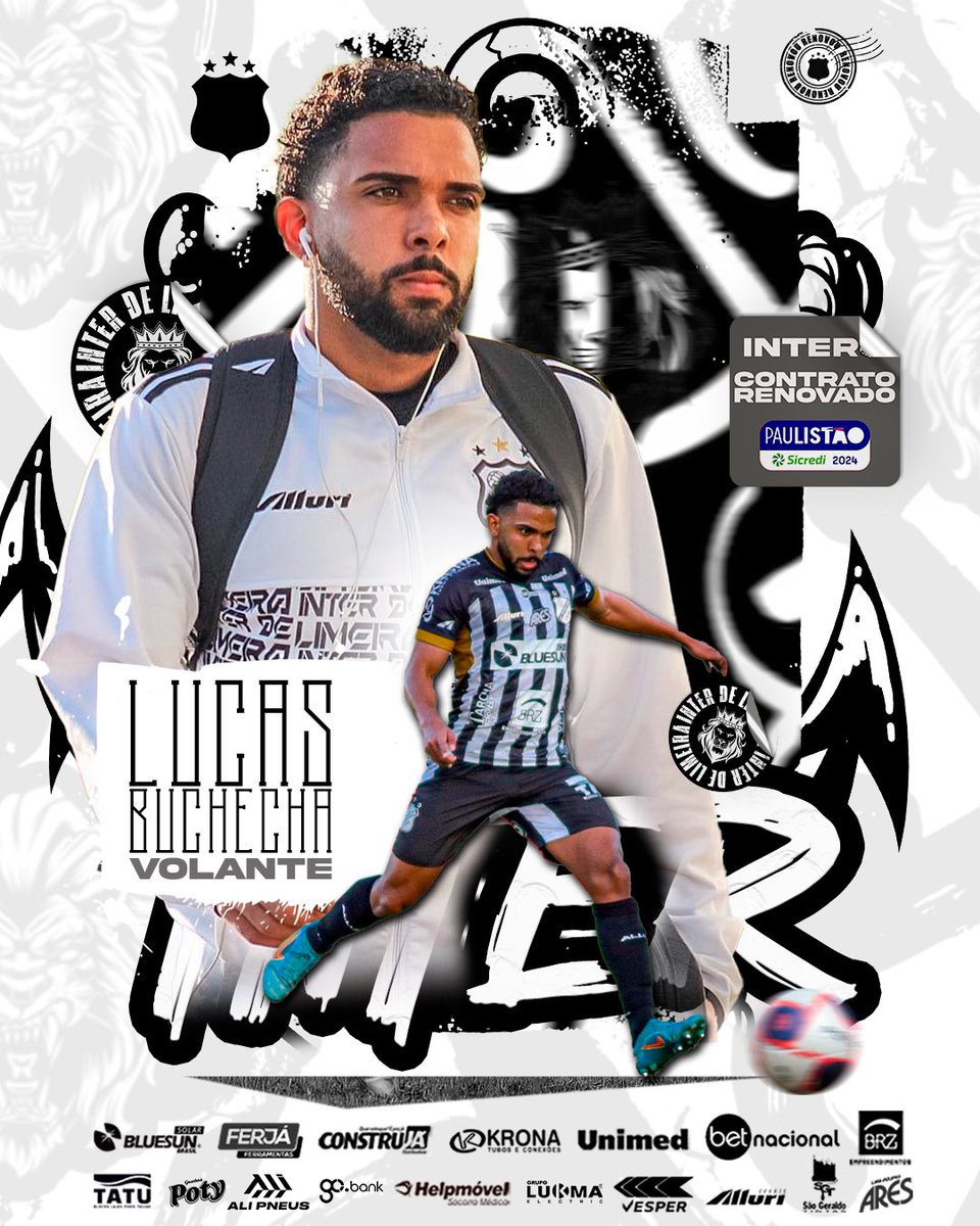 interdelimeira's tweet photo. CONTRATO RENOVADO! ✍🏻🆗

A Inter confirma a permanência do volante Lucas Buchecha.

O atleta de 23 anos, chegou do Taubaté, participou da Campanha de 2023 no Brasileirão e permanece para a disputa do Campeonato Paulista Sicredi 2024.

Vamos juntos, Lucas Buchecha! ⚫⚪ https://t.co/d93D0O8iuZ