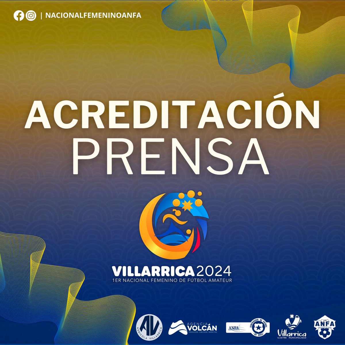 KryzSepulvedaC's tweet photo. Se inicia el proceso de acreditación de prensa para el Primer Nacional Femenino de Fútbol Amateur Agricola Villarrica 2024. Invitamos a los medios de comunicación a seguir las indicaciones en el siguiente link https://t.co/qVV2tBGIC7

#futbol #futbolfemenino #villarrica #amateur https://t.co/uaueBXnA4S
