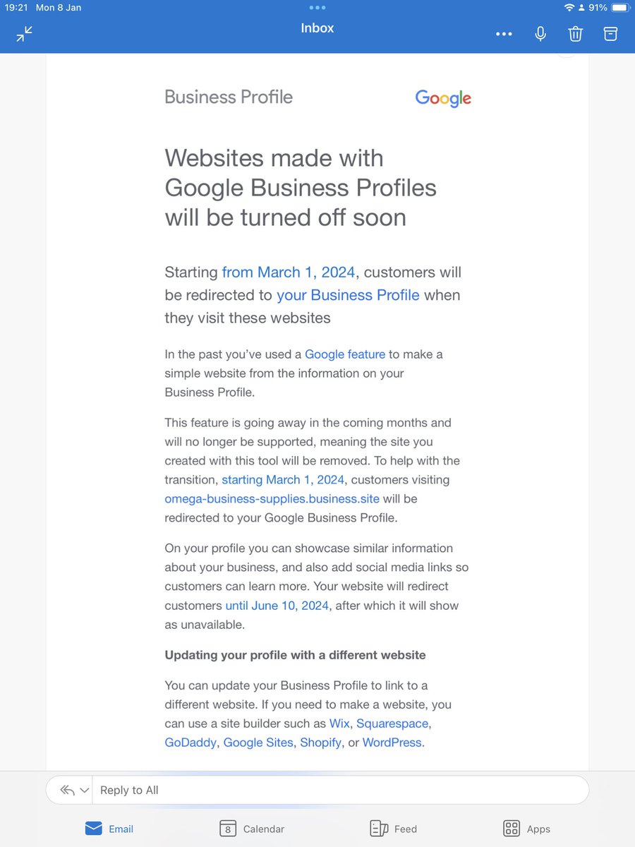 WeAreKuiper's tweet photo. Another addition for the Google Graveyard, The are killing off websites made with Google Business Profiles soon. https://t.co/UJrAUWqd3c #oldhamhour https://t.co/FZaporqHDN