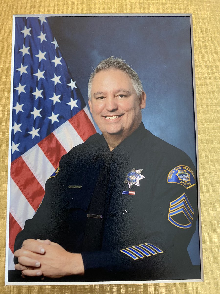 The South San Francisco Police Department would like to recognize Master Sergeant Bill Schwartz on his retirement after 25 years of service to the citizens of South San Francisco.  Billy started his career in 1998.  Wish Billy the best of luck in his well-deserved retirement.