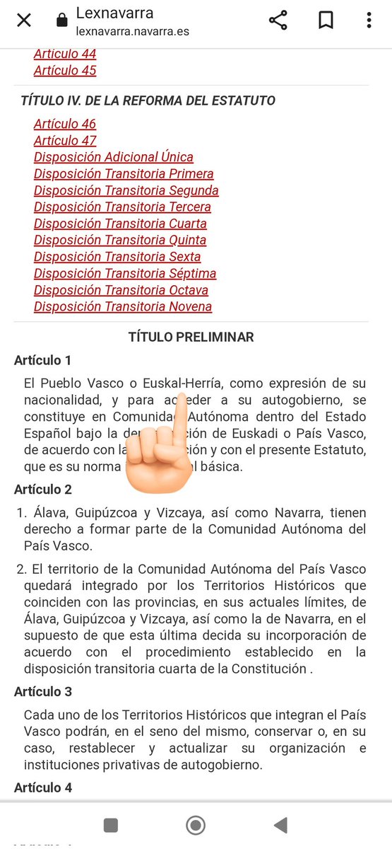 BereIrigoien's tweet photo. @Zaldizoro @JoxemieI Para tu información el término EUSKALHERRIA está recogido en el estatuto de autonomía del País Vasco y es aceptado por lo tanto por las leyes españolas. 
TÍTULO PRELIMINAR. Artículo 1
"El Pueblo Vasco o Euskal-Herría, como expresión de su nacionalidad..."
Así que calla ya!! https://t.co/auiBhfUxKI