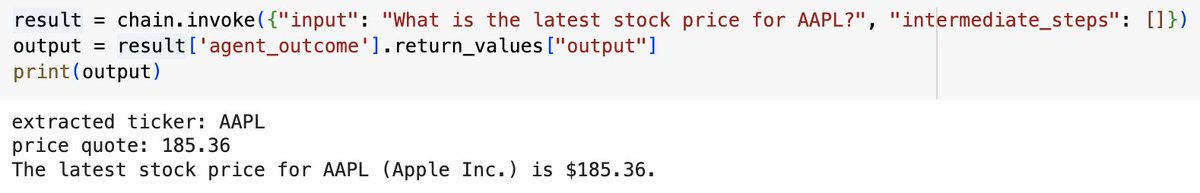 Earlier today, <a href="/langchain/"></a> announced LangGraph.

LangGraph lets us build language agents as graphs.

The interface is pretty clean.

And I just used LangGraph to build a financial agent graph.

My graph has two tools:
• extract ticker from user query
• get latest price for the