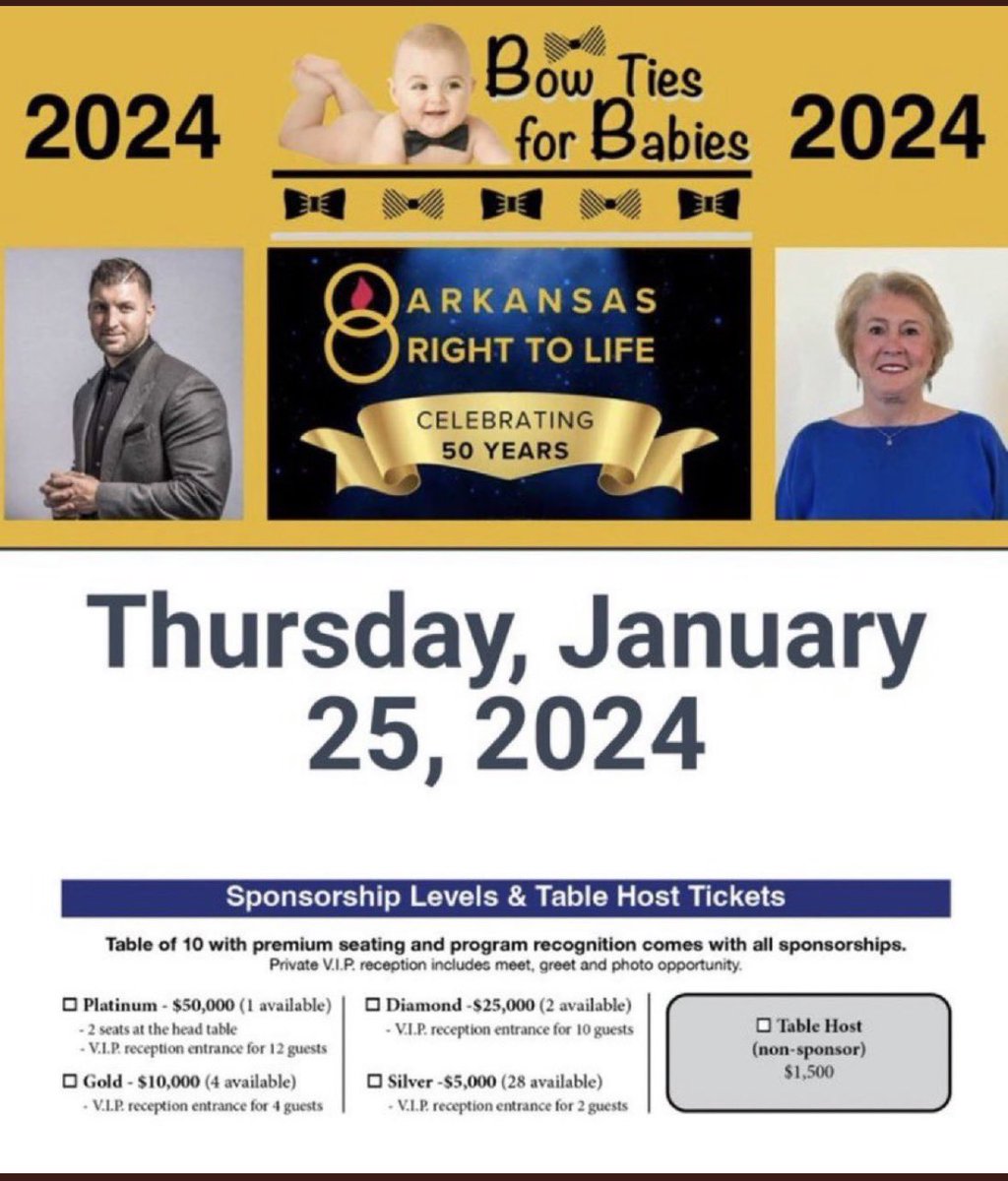 Arkansas Right To Life celebrates 50 years this year. I am excited to be this year’s honoree. I do it for no compensation, because it’s the right thing to do and I value life. Come celebrate Life with us this 50th anniversary.