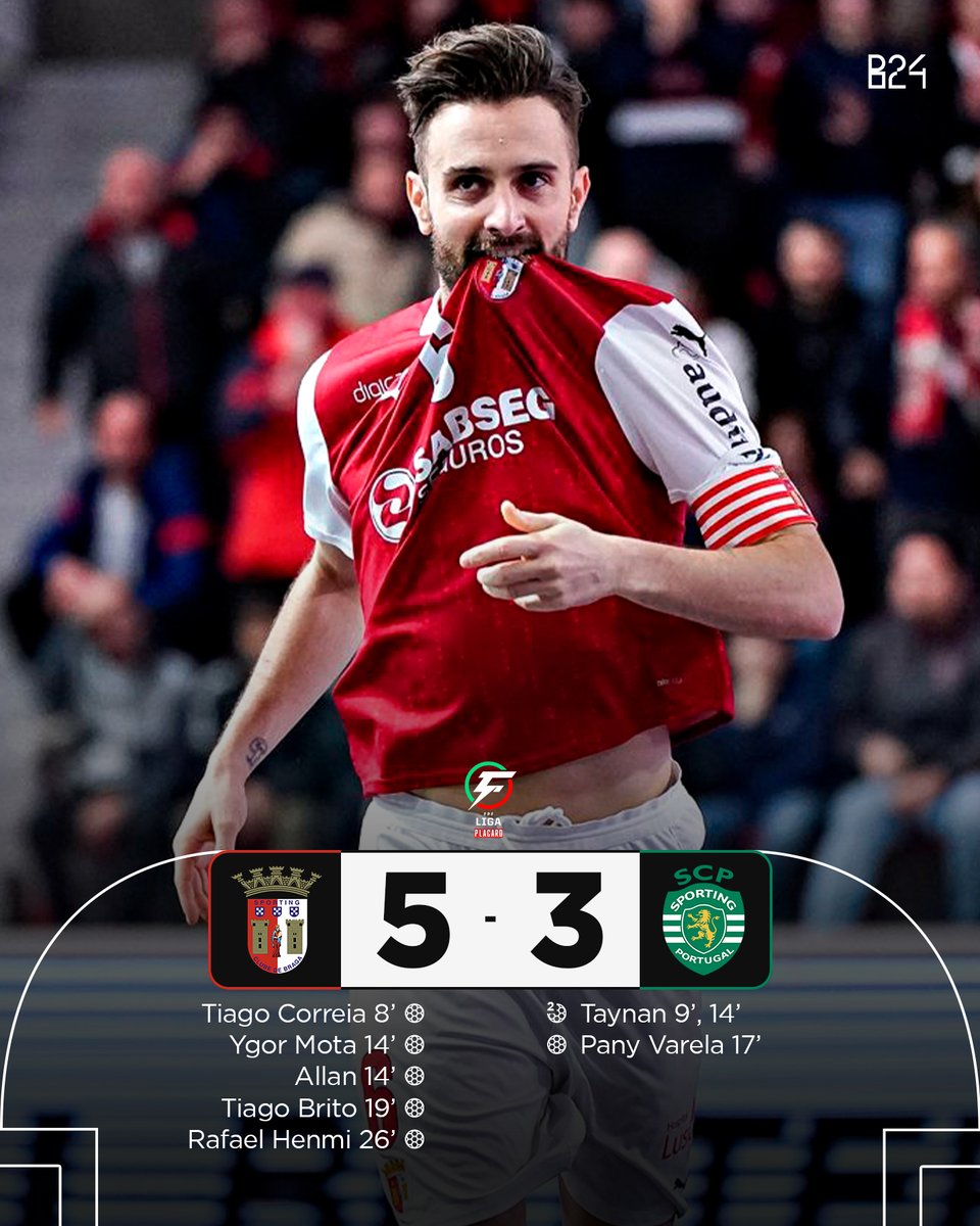 Braga venceu um jogaço de futsal e subiu à liderança da fase regular, com os mesmos pontos do Sporting mas vantagem no confronto direto 👀