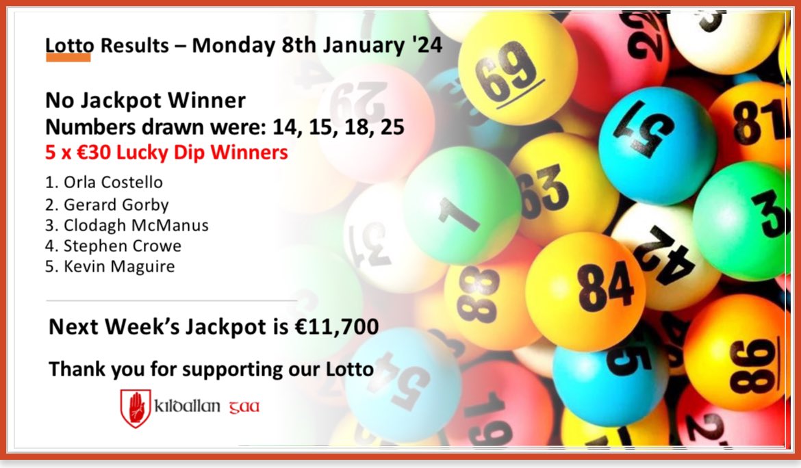 Lotto Results - Monday 8th January 2024