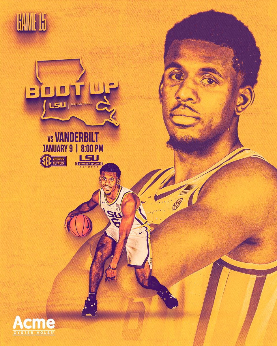 LSUBasketball's tweet photo. The Tigers host Vanderbilt on Tuesday night at 8 p.m. CT on the SEC Network! 

🔗 https://t.co/EF1bPcZy4Y | #BootUp https://t.co/G0MwafZ7Sx