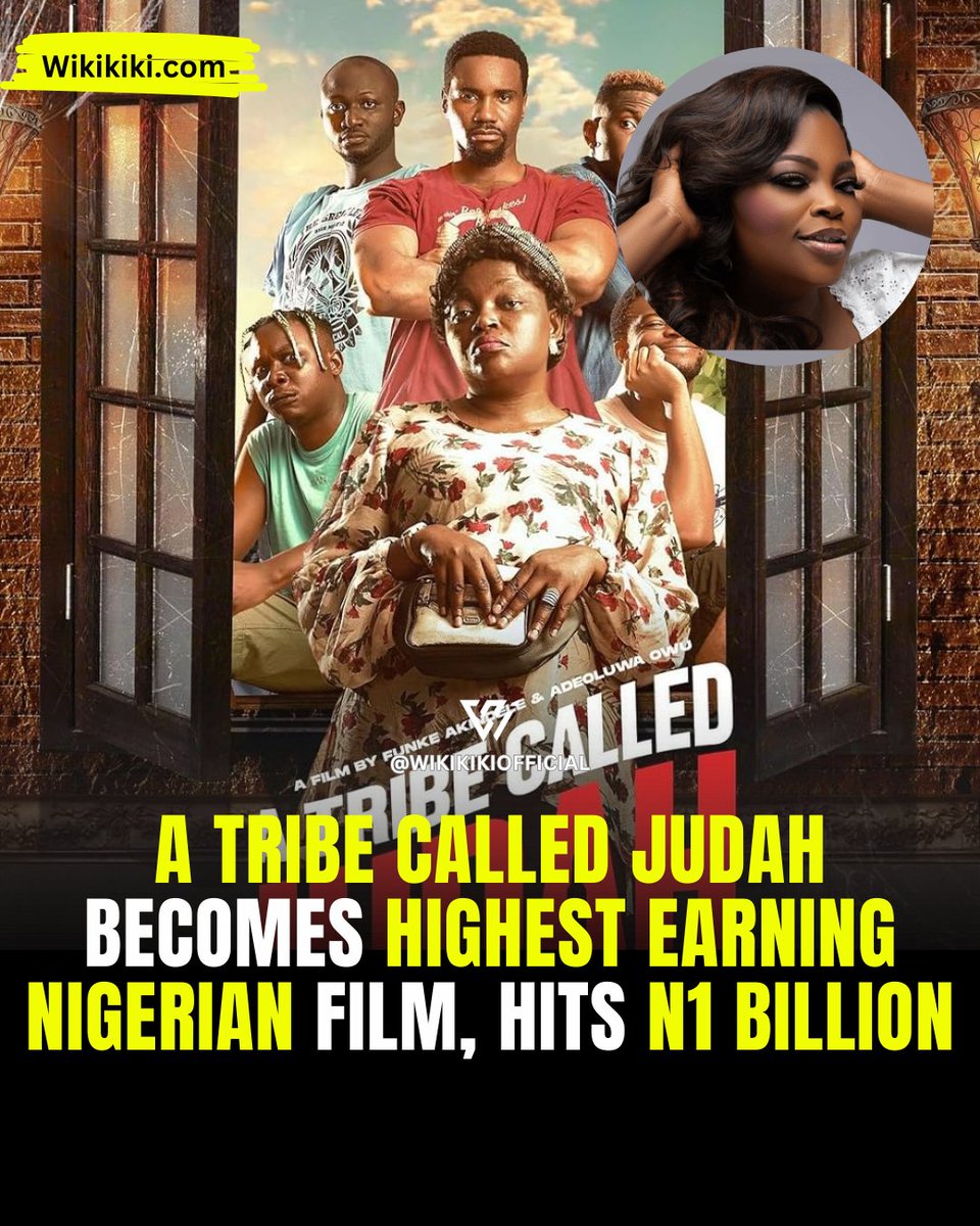 Funke Akindele‘s Nollywood film, “A Tribe Called Judah,” has set a record by becoming the first Nigerian movie to gross over 1 billion.

wikikiki.com/a-tribe-called…

#atribecalledjudah #tribecalledjudah #judah #movienews #nigerianfilm #nigerianfilms #nollywoodmovie #movie #news